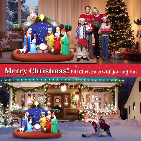 🆕7FT Christmas Inflatable Nativity Scene LED Light Yard Outdoor Decorations - Picture 7 of 14